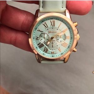 Teal / blue and gold Geneva watch SOLD